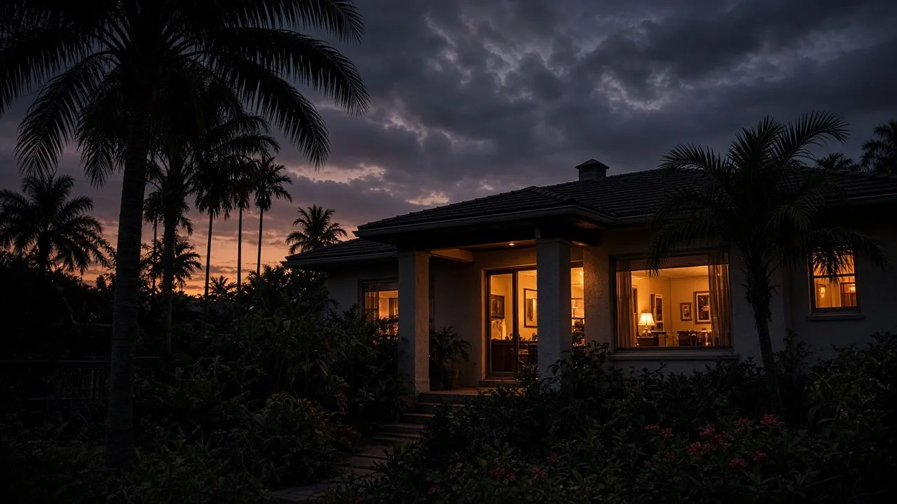 Florida house at night — call Florida Wildlife Trappers for wildlife in the home
