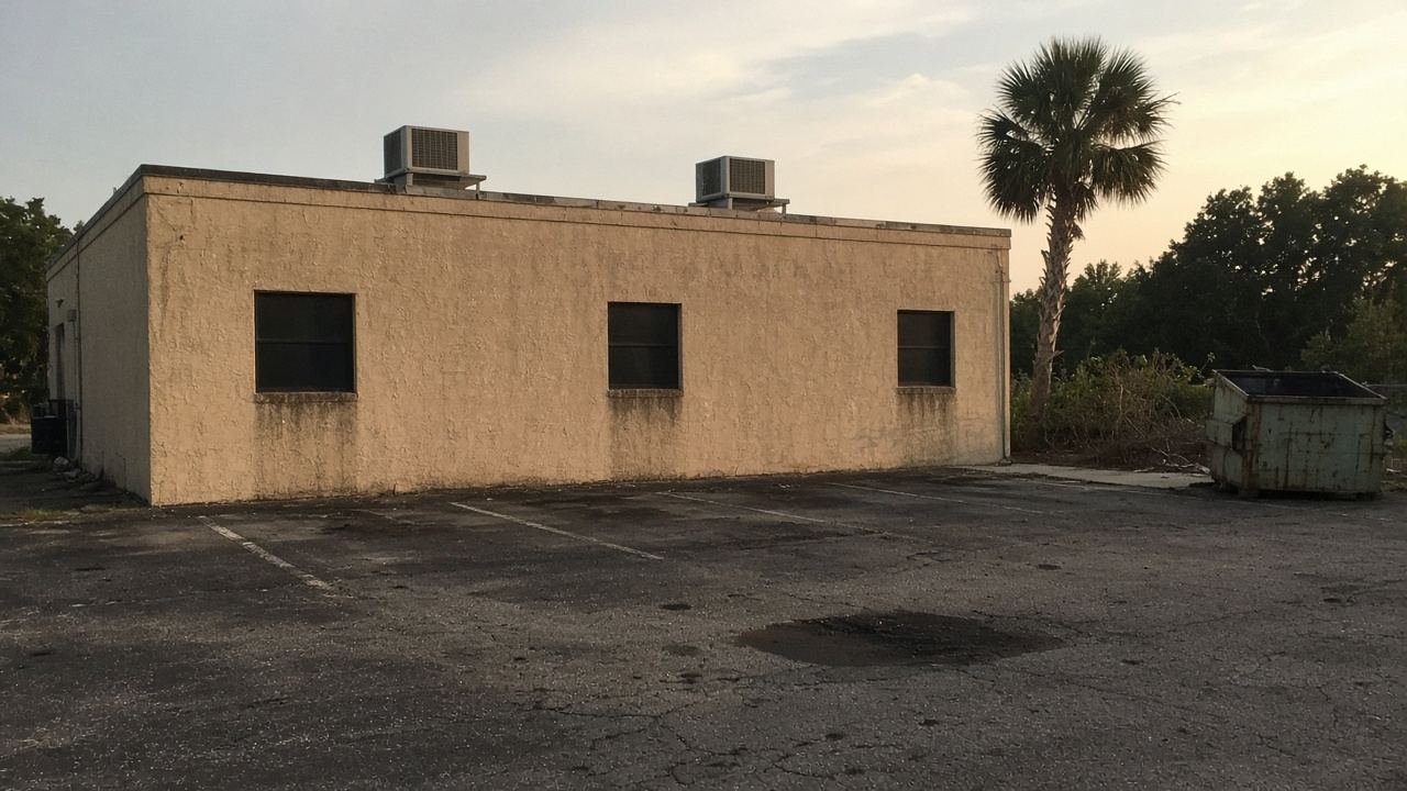 A small Florida commercial building with rooftop air conditioners