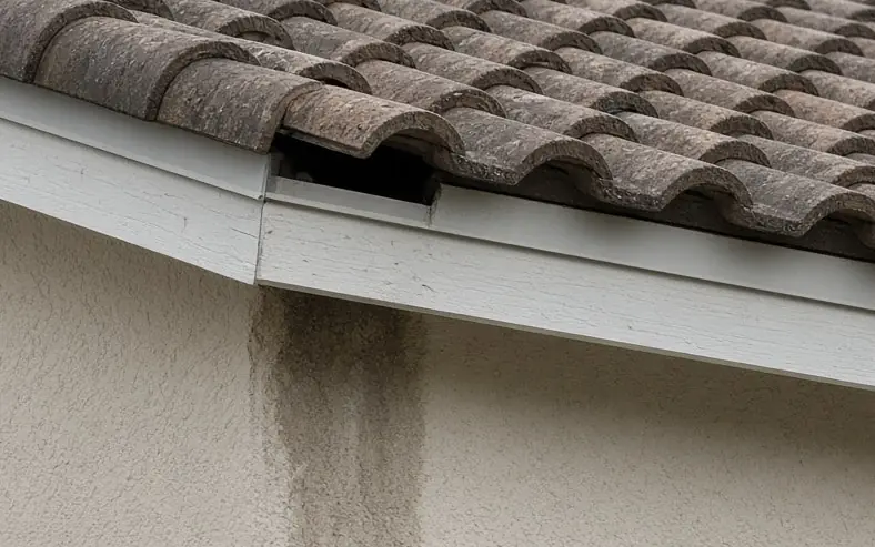 Typical gap at a barrel-tile eave